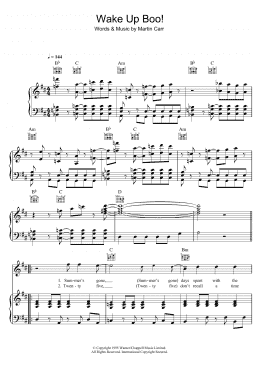 page one of Wake Up Boo! (Piano, Vocal & Guitar Chords)