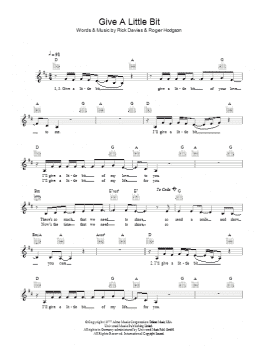 page one of Give A Little Bit (Lead Sheet / Fake Book)