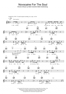 page one of Novocaine For The Soul (Lead Sheet / Fake Book)