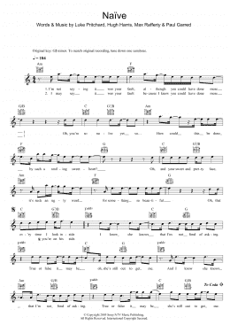 page one of Naive (Lead Sheet / Fake Book)