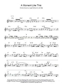 page one of A Moment Like This (Lead Sheet / Fake Book)