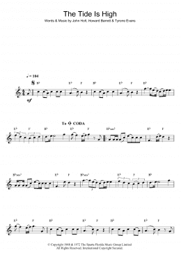 page one of The Tide Is High (Clarinet Solo)