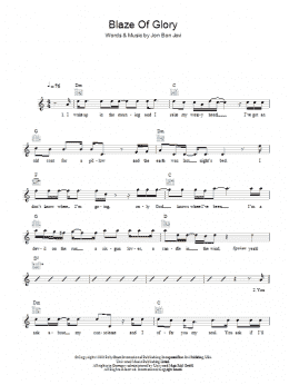page one of Blaze Of Glory (Lead Sheet / Fake Book)