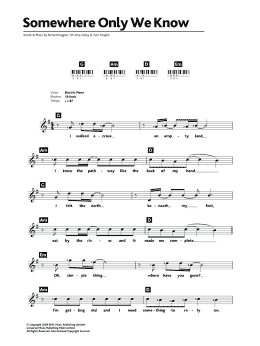 page one of Somewhere Only We Know (Keyboard (Abridged))
