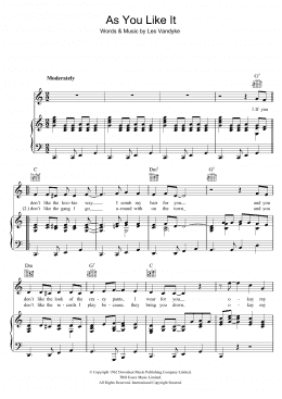 page one of As You Like It (Piano, Vocal & Guitar Chords)
