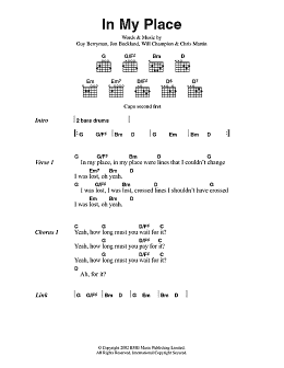 page one of In My Place (Guitar Chords/Lyrics)