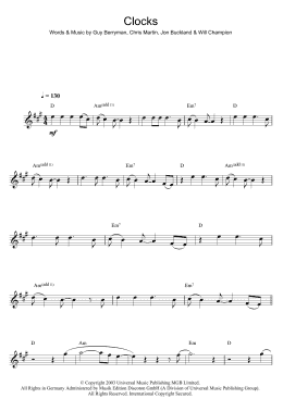 page one of Clocks (Clarinet Solo)