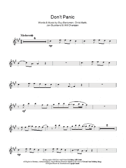 page one of Don't Panic (Lead Sheet / Fake Book)