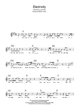 page one of Electricity (Lead Sheet / Fake Book)