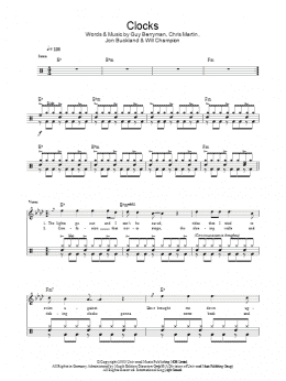 page one of Clocks (Drum Chart)