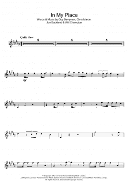 page one of In My Place (Clarinet Solo)