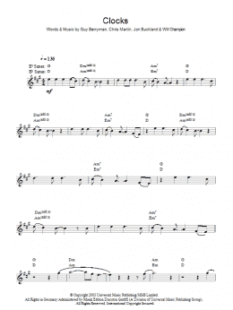 page one of Clocks (Lead Sheet / Fake Book)
