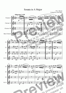 page one of Sonata in A Major