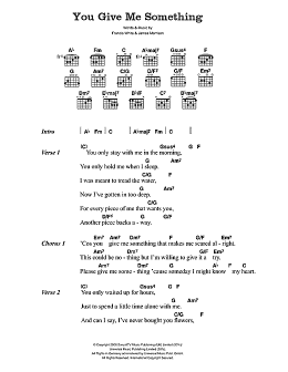page one of You Give Me Something (Guitar Chords/Lyrics)