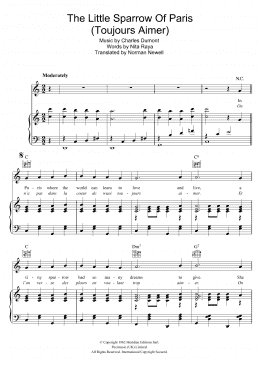 page one of The Little Sparrow Of Paris (Toujours Aimer) (Piano, Vocal & Guitar Chords)