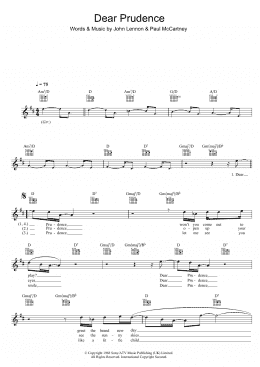 page one of Dear Prudence (Lead Sheet / Fake Book)