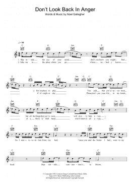 page one of Don't Look Back In Anger (Lead Sheet / Fake Book)