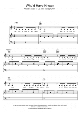 page one of Who'd Have Known (Piano, Vocal & Guitar Chords)