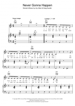 page one of Never Gonna Happen (Piano, Vocal & Guitar Chords)