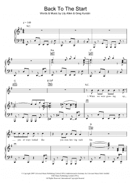 page one of Back To The Start (Piano, Vocal & Guitar Chords)