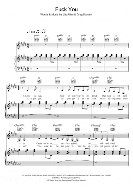 page one of Fuck You (Piano, Vocal & Guitar Chords)