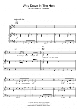 page one of Way Down In The Hole (Piano, Vocal & Guitar Chords)