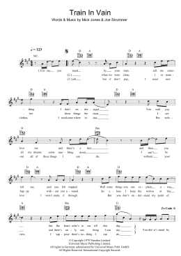 page one of Train In Vain (Lead Sheet / Fake Book)