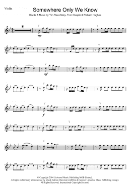 page one of Somewhere Only We Know (Violin Solo)