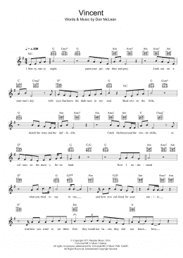 page one of Vincent (Starry Starry Night) (Lead Sheet / Fake Book)