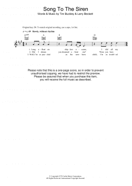 page one of Song To The Siren (Lead Sheet / Fake Book)
