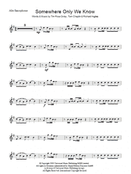 page one of Somewhere Only We Know (Alto Sax Solo)