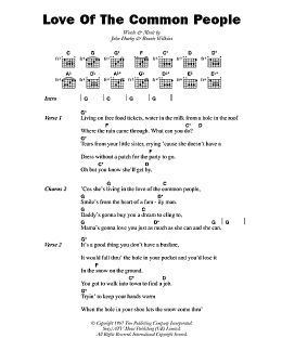 page one of Love Of The Common People (Guitar Chords/Lyrics)