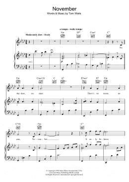 page one of November (Piano, Vocal & Guitar Chords)