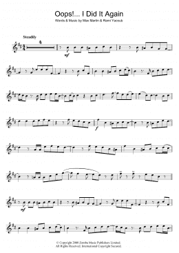 page one of Oops! I Did It Again (Alto Sax Solo)
