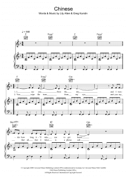 page one of Chinese (Piano, Vocal & Guitar Chords)