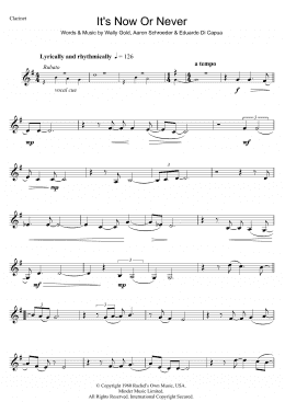page one of It's Now Or Never (Clarinet Solo)