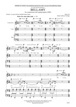 page one of Bellamy (for counter-tenor, tenor and harp) (Piano & Vocal)