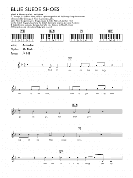 page one of Blue Suede Shoes (Piano Chords/Lyrics)
