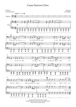 page one of Cease Sorrows Now (for baritone and piano) (Piano & Vocal)