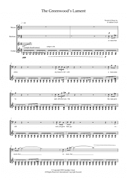 page one of The Greenwood's Lament (for mezzo-soprano, baritone and guitar) (Piano & Vocal)