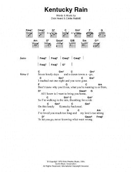 page one of Kentucky Rain (Guitar Chords/Lyrics)