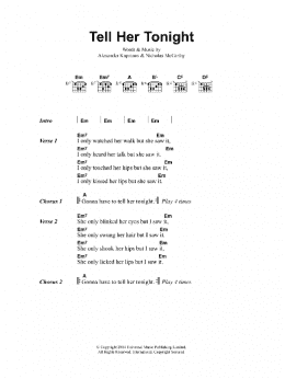 page one of Tell Her Tonight (Guitar Chords/Lyrics)