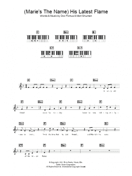 page one of His Latest Flame (Piano Chords/Lyrics)