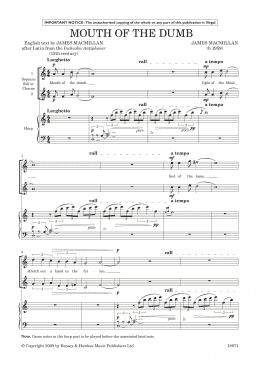 page one of Mouth of the Dumb (for soprano/treble duet and harp) (Piano & Vocal)