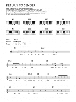page one of Return To Sender (Piano Chords/Lyrics)