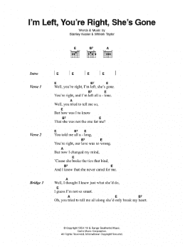 page one of I'm Left, You're Right, She's Gone (Guitar Chords/Lyrics)