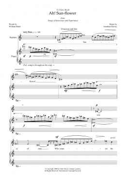 page one of Ah! Sun-flower (for soprano and piano) (Piano & Vocal)