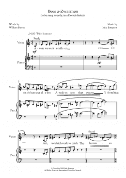 page one of Bees a-zwarmen (for mezzo-soprano and piano) (Piano & Vocal)