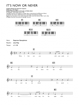 page one of It's Now Or Never (Piano Chords/Lyrics)