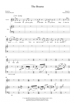 page one of The Bourne (for soprano and harp) (Piano & Vocal)
